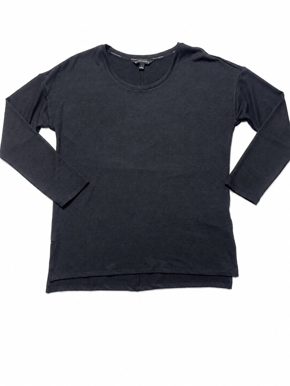 Banana Republic Factory Black Ribbed Stretch Crewneck Top S Capsule Basic